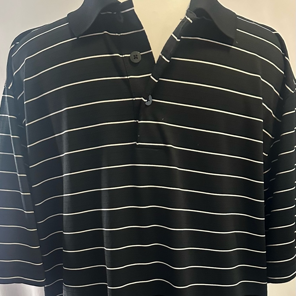 C9 by Champion Black and White Striped Polo Shirt